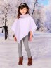 Kids Soft Faux Fur Poncho W/  Zig-zag Pattern and Faux Fur Neckline (3-7 Years Old) 